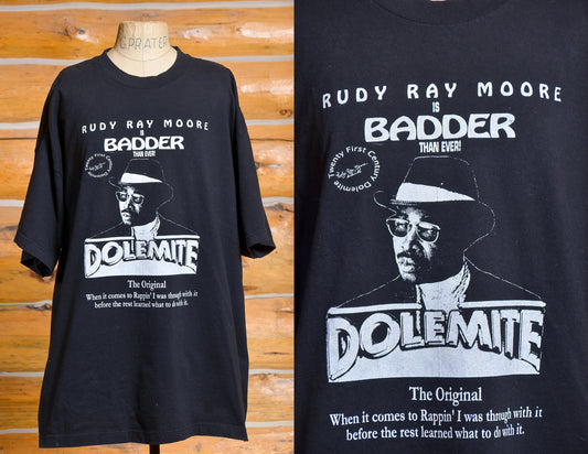 Vintage Rudy Ray Moore Dolemite Front and Back Print the Original Stand Up Comedian Black Cotton T Shirt