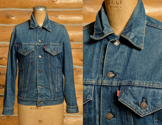 1980s Levis Trucker Jacket Dark Denim Ranch Hand Four Pocket Levi's 506 Jean Jacket