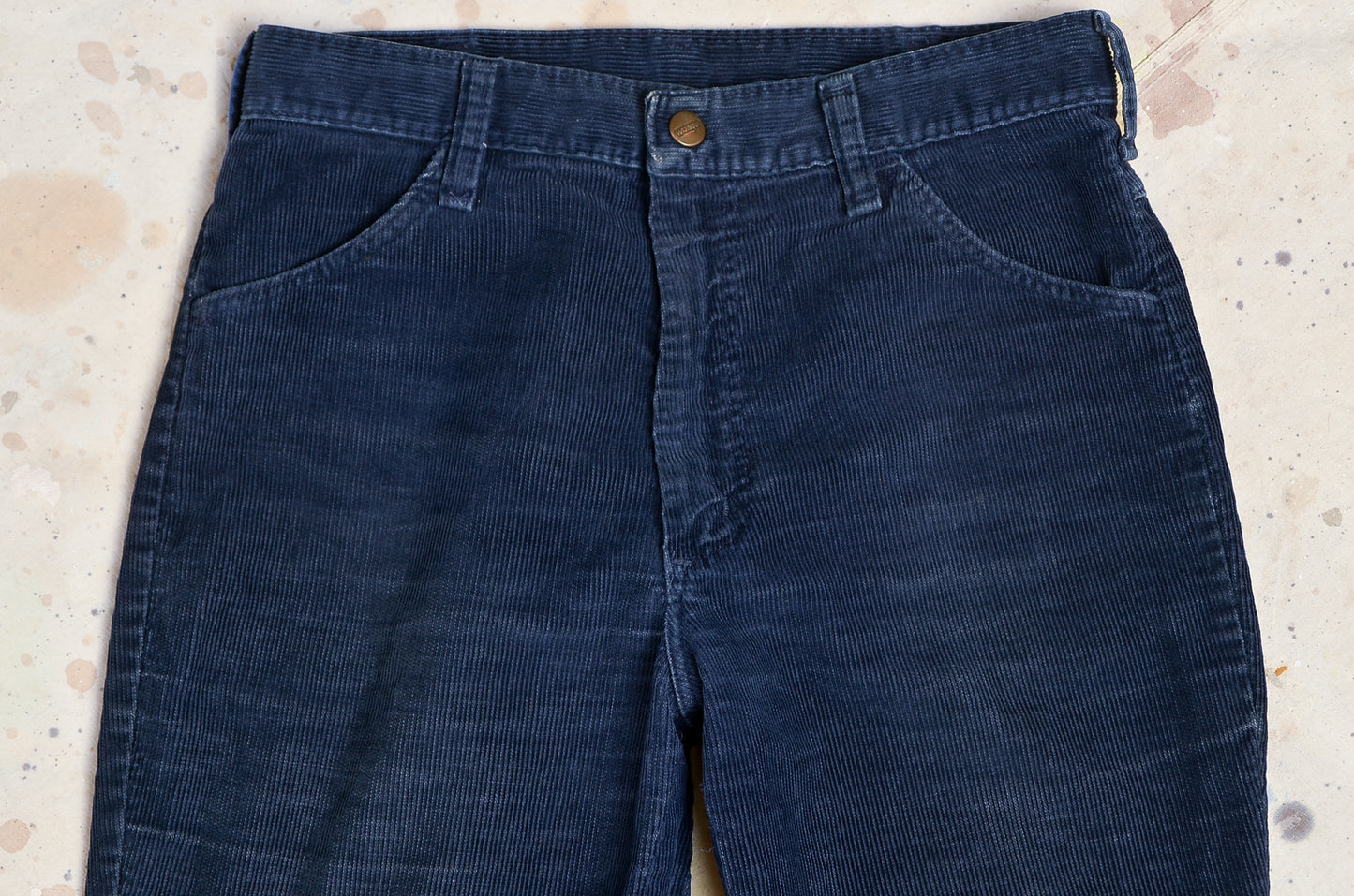 1970s Corduroy Bell Bottom Patched Up Wrangler Flared Jeans 29 x 31