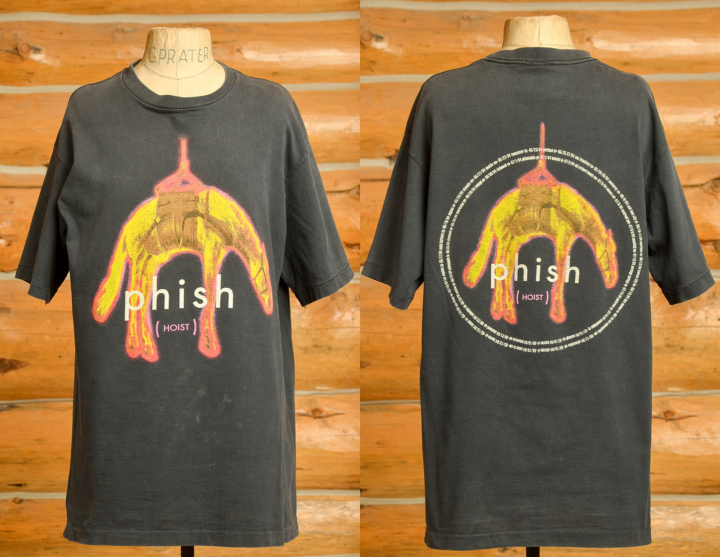 90s Phish Hoist Album Front and Back Prit Faded Black Cotton T Shirt