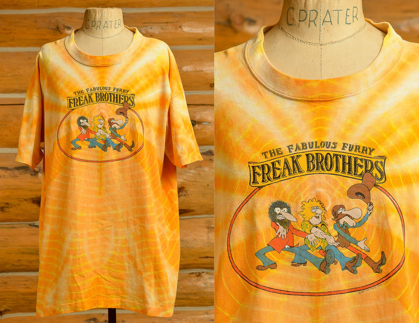 1990s Freak Brothers Tie Dye 70s Comic Book Novelty T Shirt