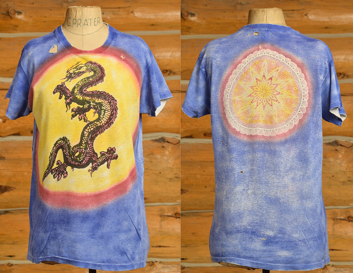 1970s Tibetan Dragon Airbrush Hippie T Shirt