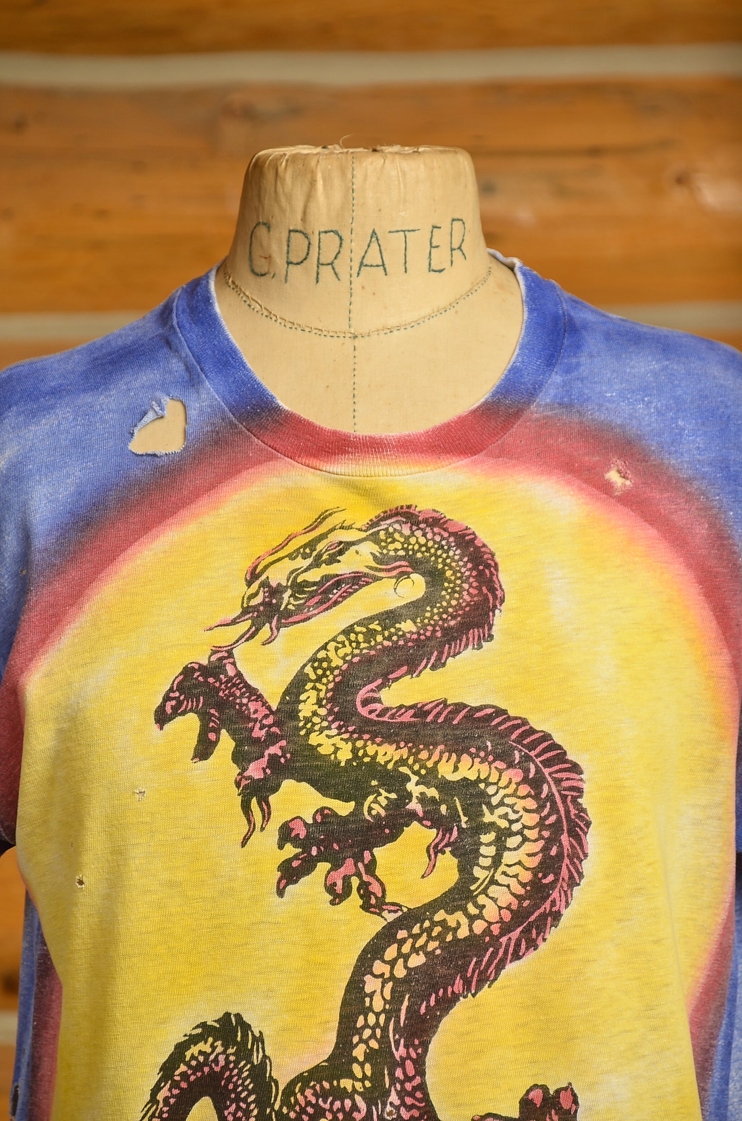 1970s Tibetan Dragon Airbrush Hippie T Shirt