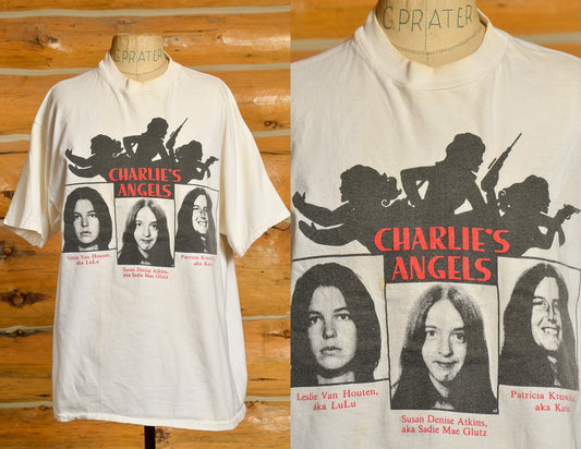 90s Charles Manson Charlies Angels Lulu Sadie & Katie White Cotton Novlety T Shirt