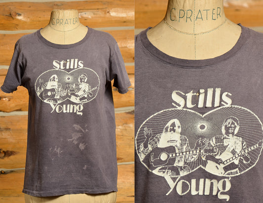 1970s Stills & Young Grey Cotton T Distressed Shirt