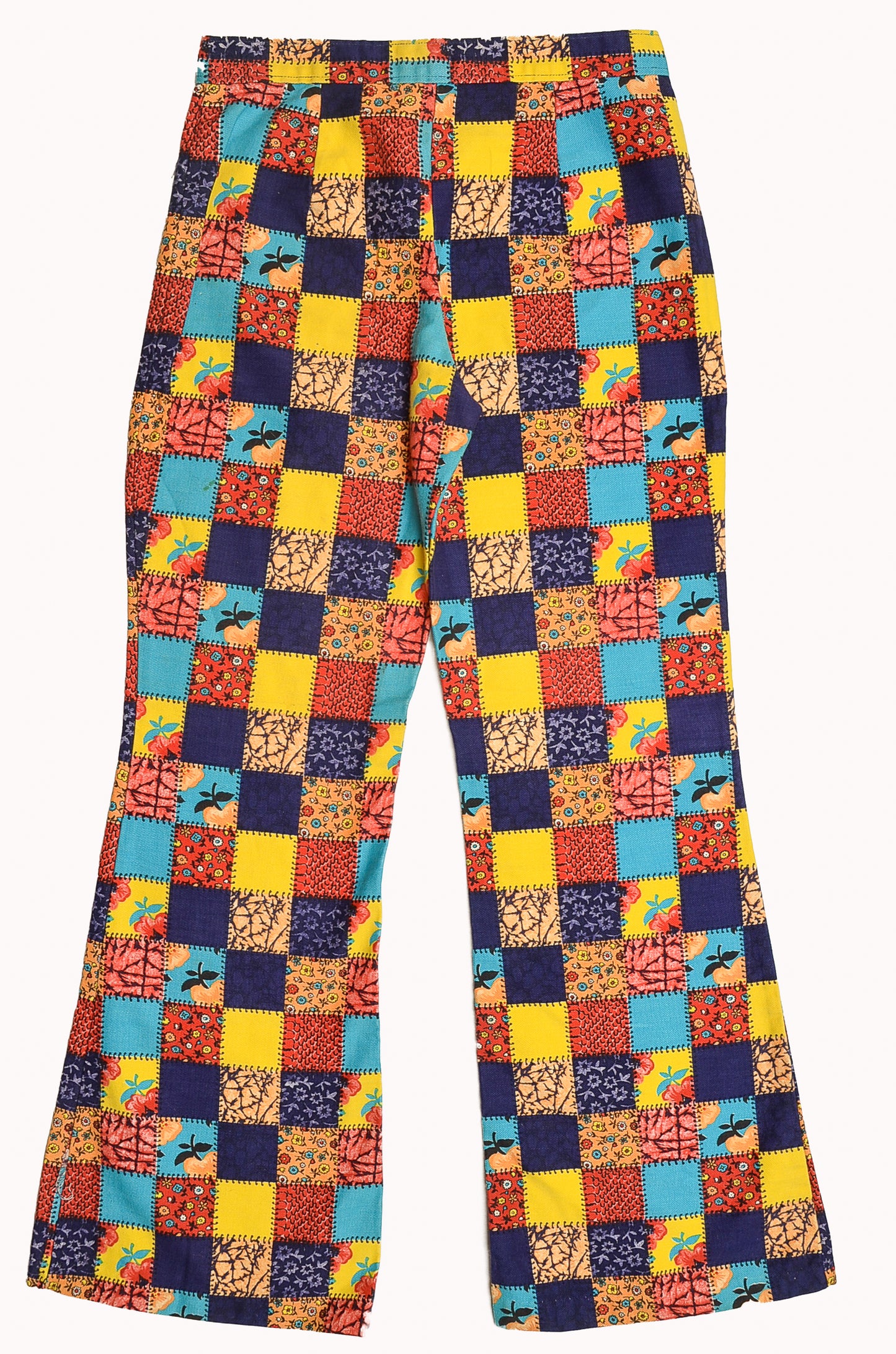 1960s Patchwork Hippie Jeans Crazy Print Pop Art High Waisted Jeans 27 x 29