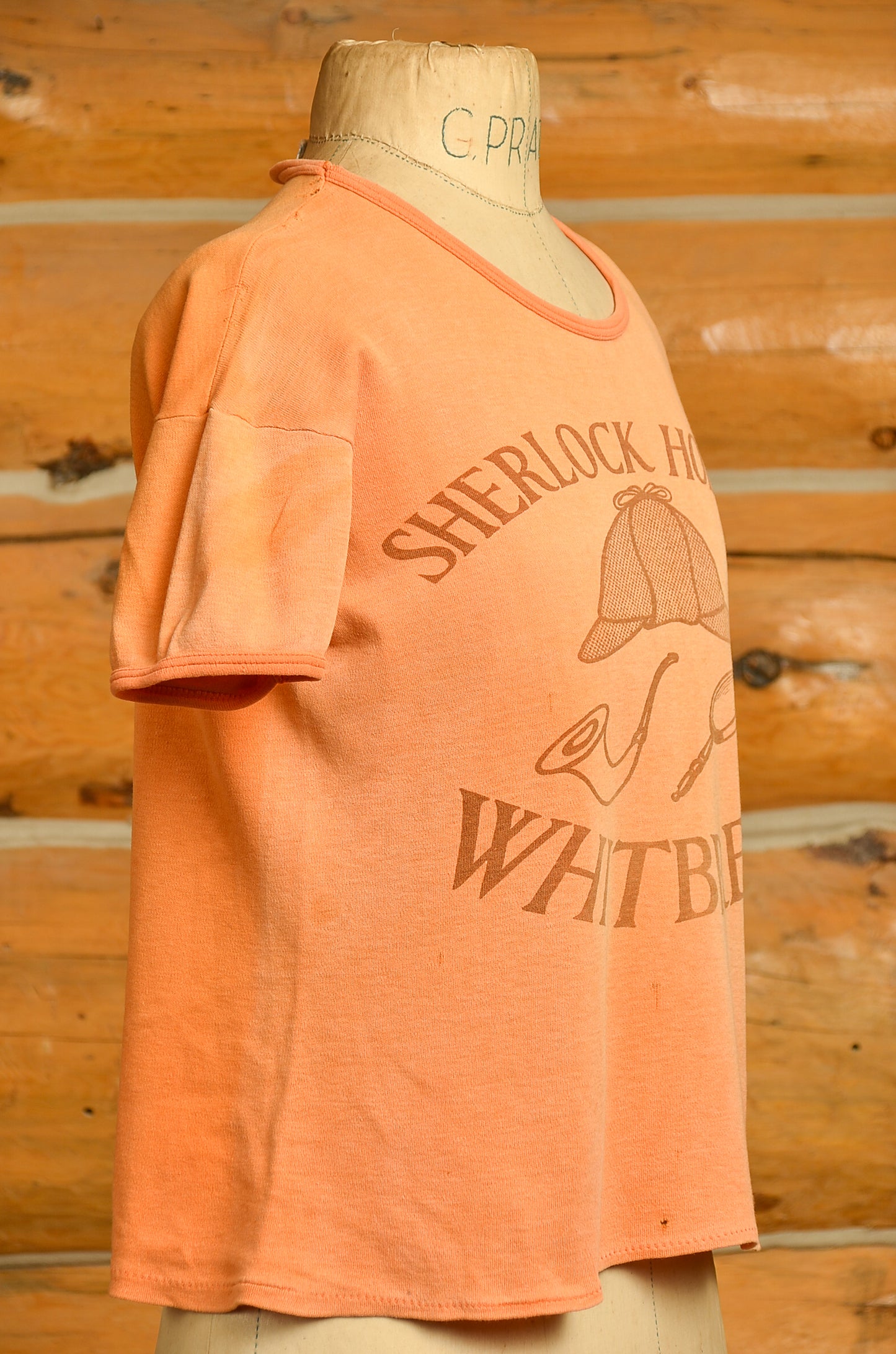 1970s Sherlock Holmes Whitbread Pub Marshall Lester Orange Cotton Novelty T Shirt