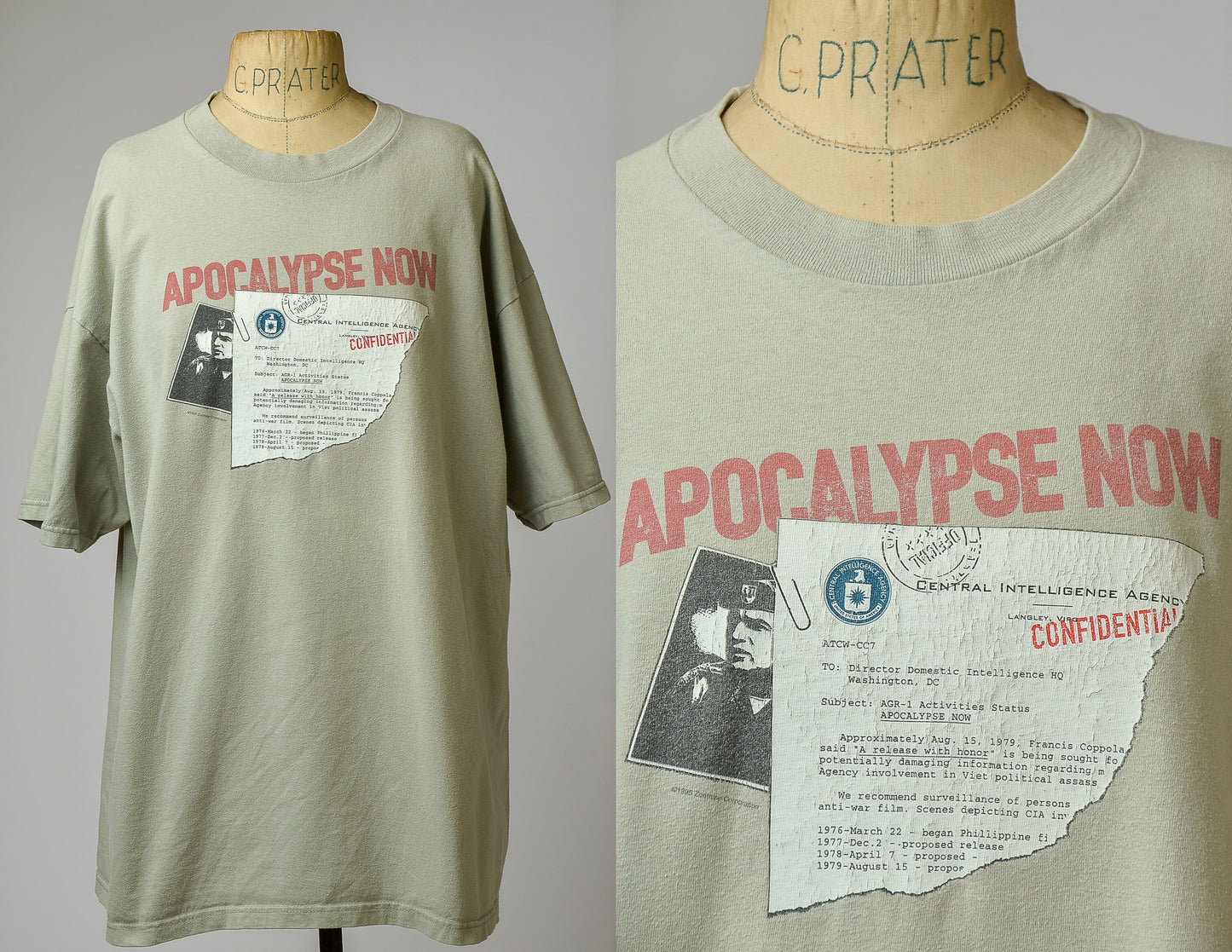 1995 Apocalypse Now Movie Promo Army Green Cotton T Shirt