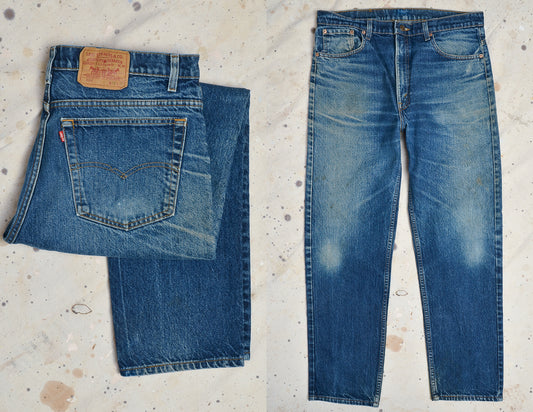 Vintage Levis 505 USA Red Tag Blue Denim High Waisted Jean 37 x 31