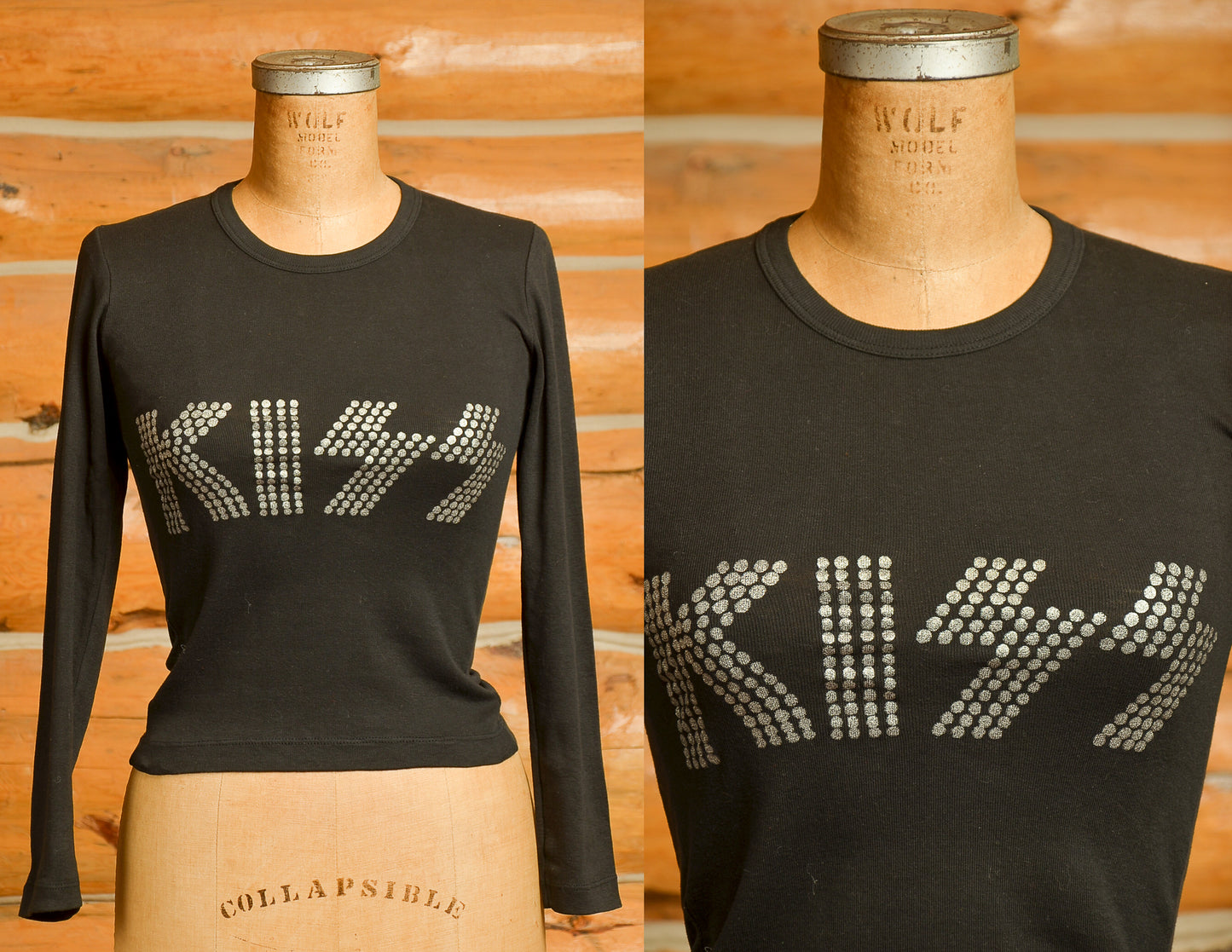 1970s KISS Long Sleeve Black Cotton Rock n Roll T Shirt