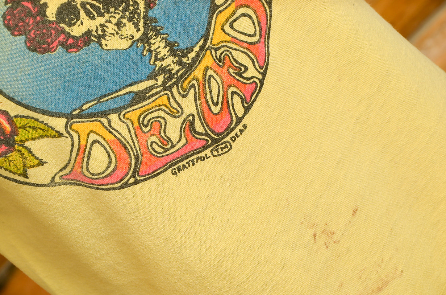 1970s Grateful Dead Bertha Yellow Cotton Hippie T Shirt