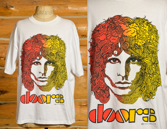 1988 Jim Morrison The Doors Psychedelic Print Full Circle Co. Lizard King White Cotton Rock T Shirt