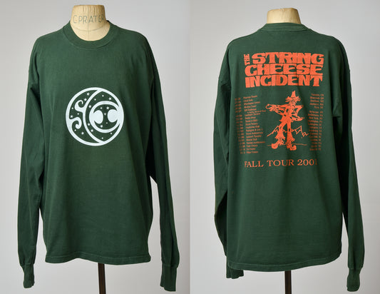 2001 String Cheese Incident Long Sleeve Fall Tour Green Cotton Promo T Shirt