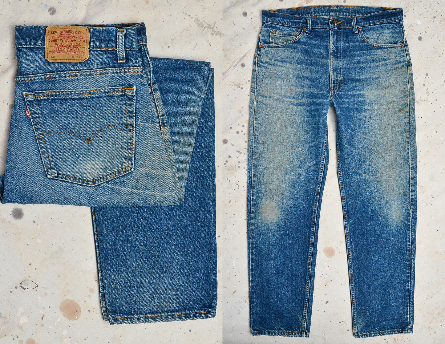 Vintage Levis 505 USA Red Tag Blue Denim High Waisted Jean 37 x 32