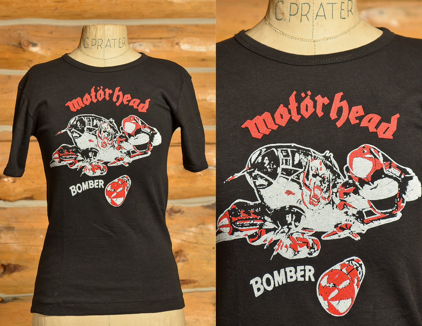 1980s Motorhead Bomber Album Promo Deadstock Black Cotton T Shirt