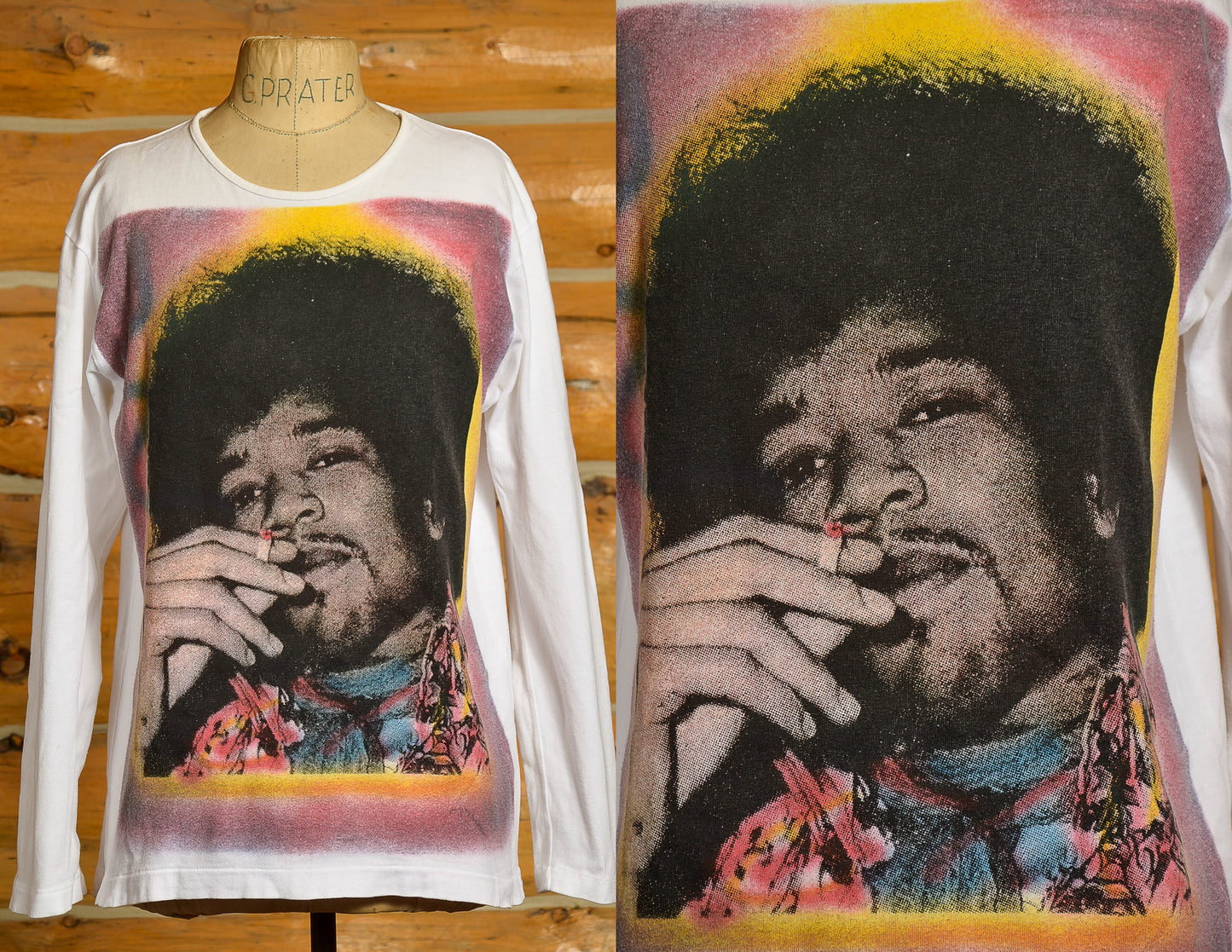 1980s Jimi Hendrix Pop Art Print Long Sleeve Cotton T Shirt