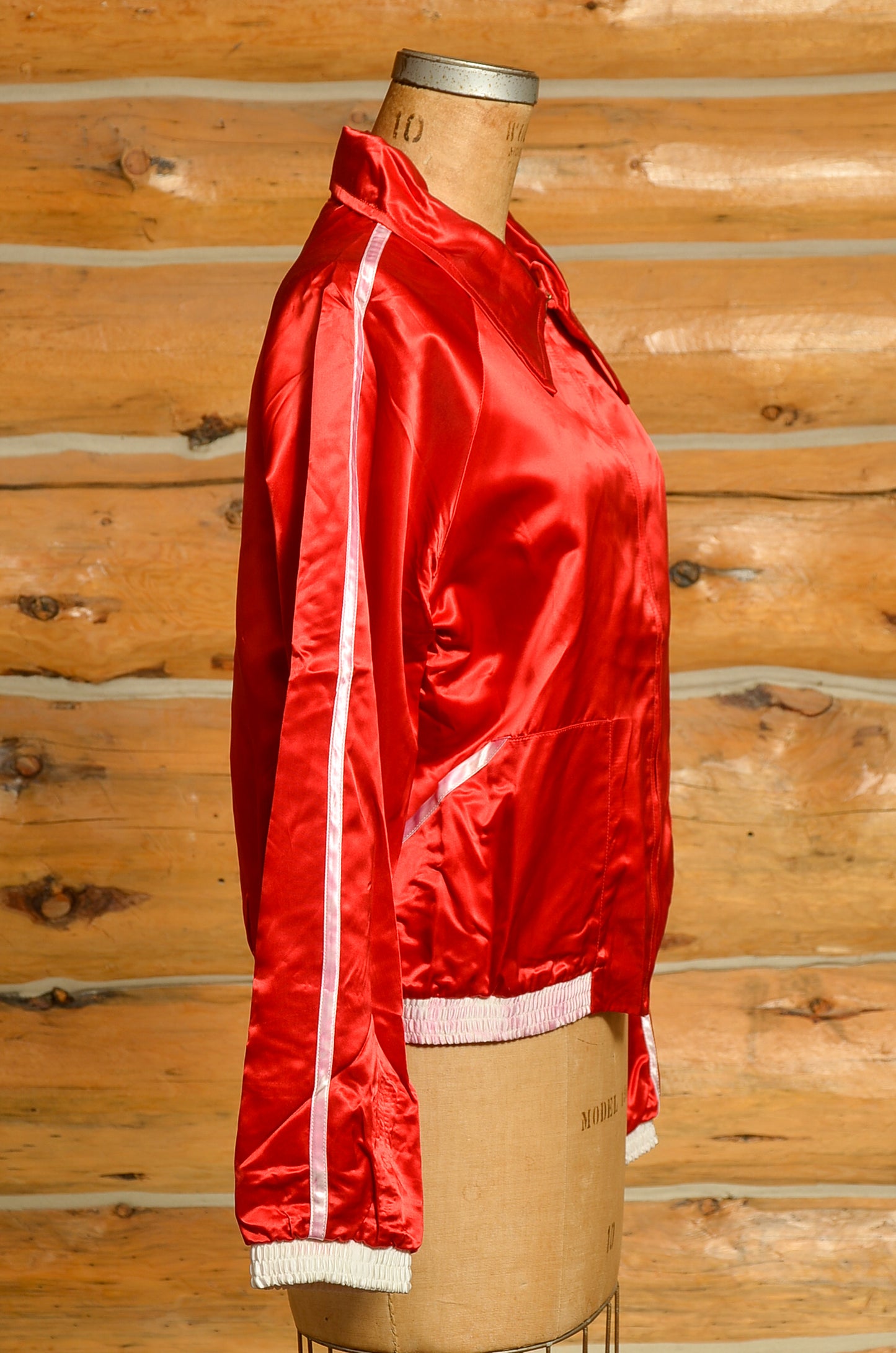 1970s Columbia Records Promotion Dragon Embroidered Red Satin Bomber Jacket