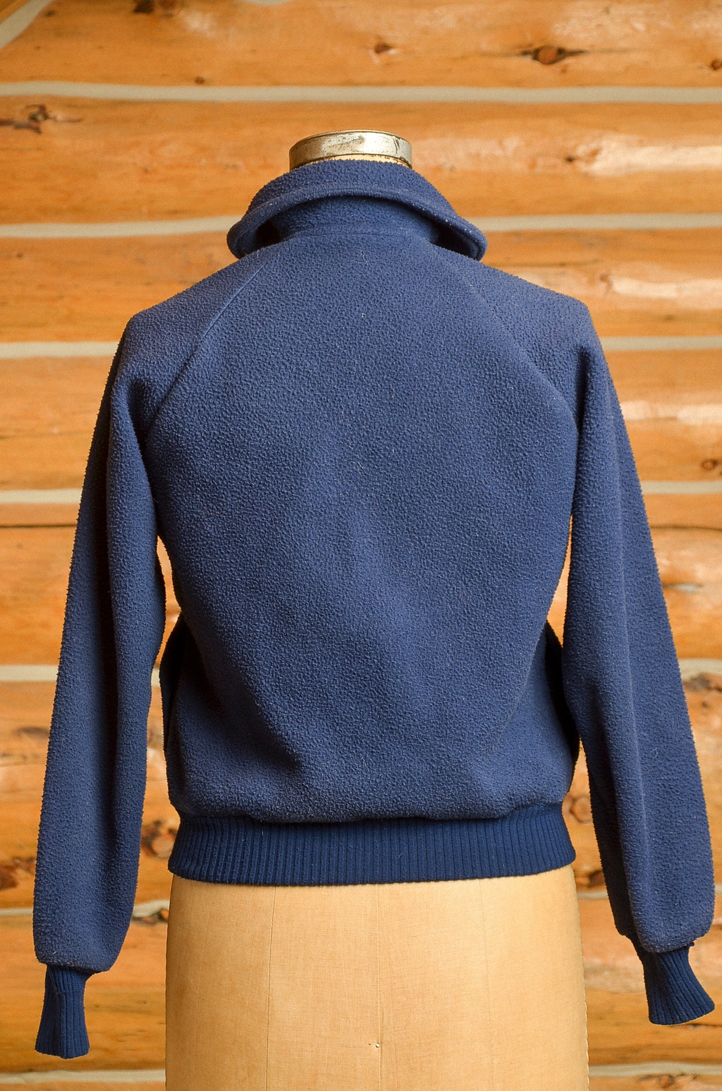 1980s Patagonia Big Label Navy Blue Fleece Zip Up Jacket