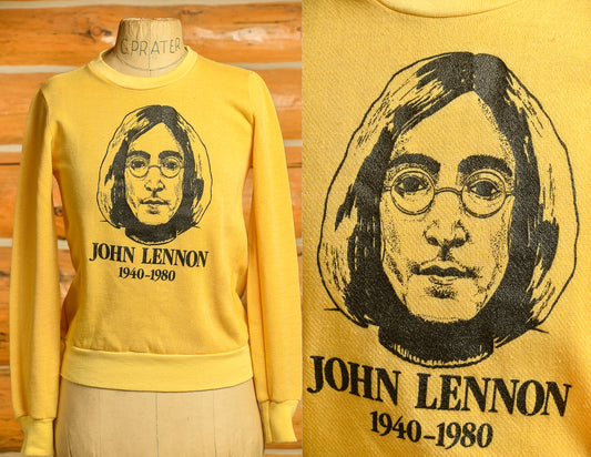 1980s John Lennon Memorial Yellow Knit Sweatshirt