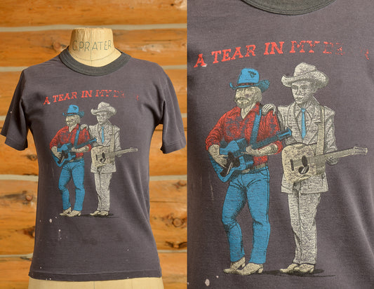 1980s Hank Williams Jr A Tear in My Beer Black Cotton Country T Shirt