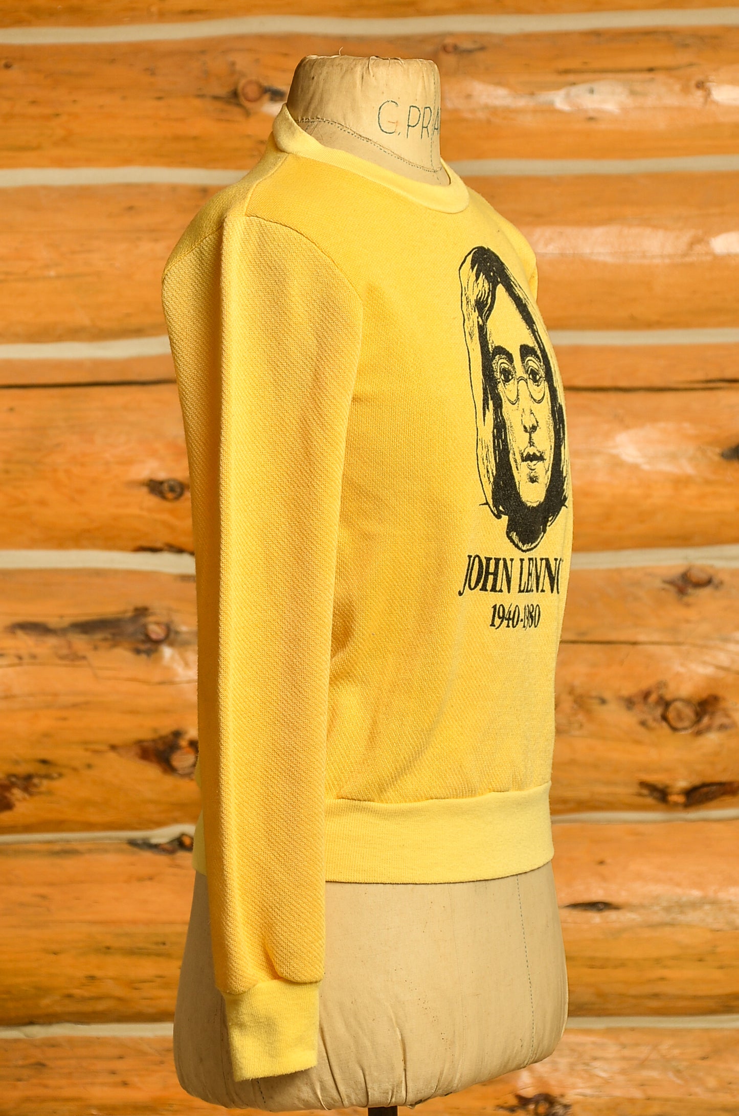 1980s John Lennon Memorial Yellow Knit Sweatshirt