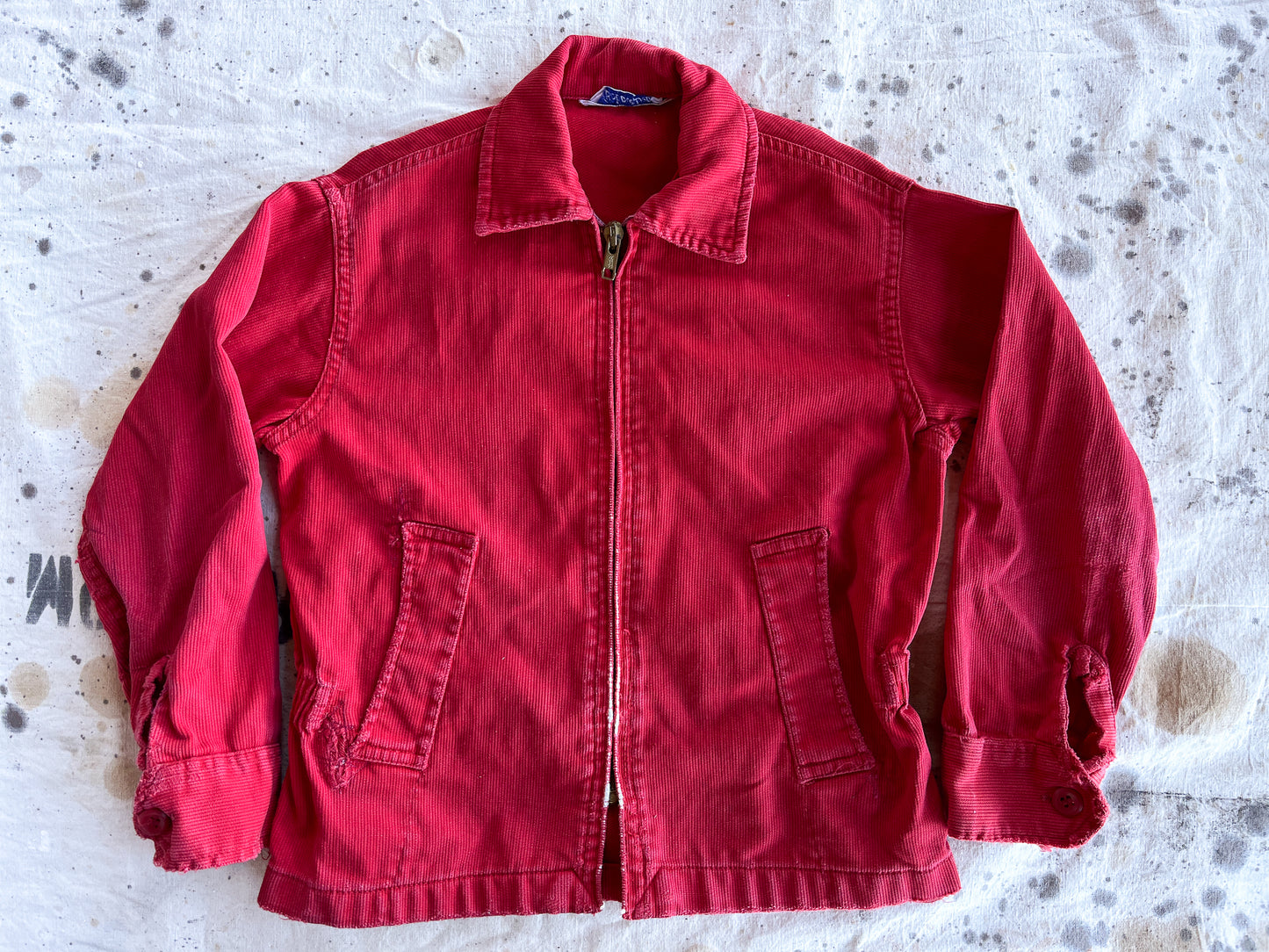 1960s Mod Kids Jacket Red Cotton Zip Up Jacket