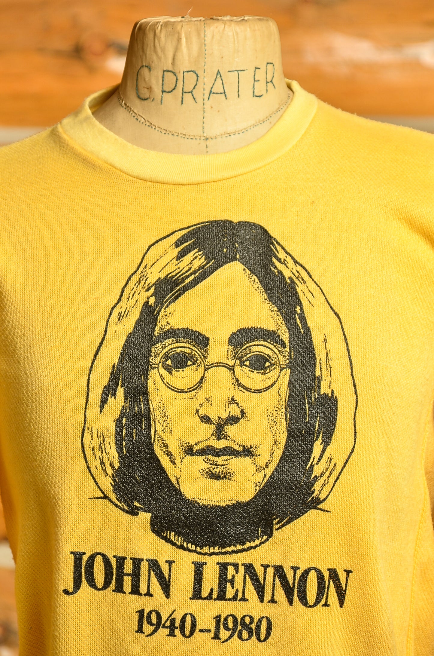 1980s John Lennon Memorial Yellow Knit Sweatshirt