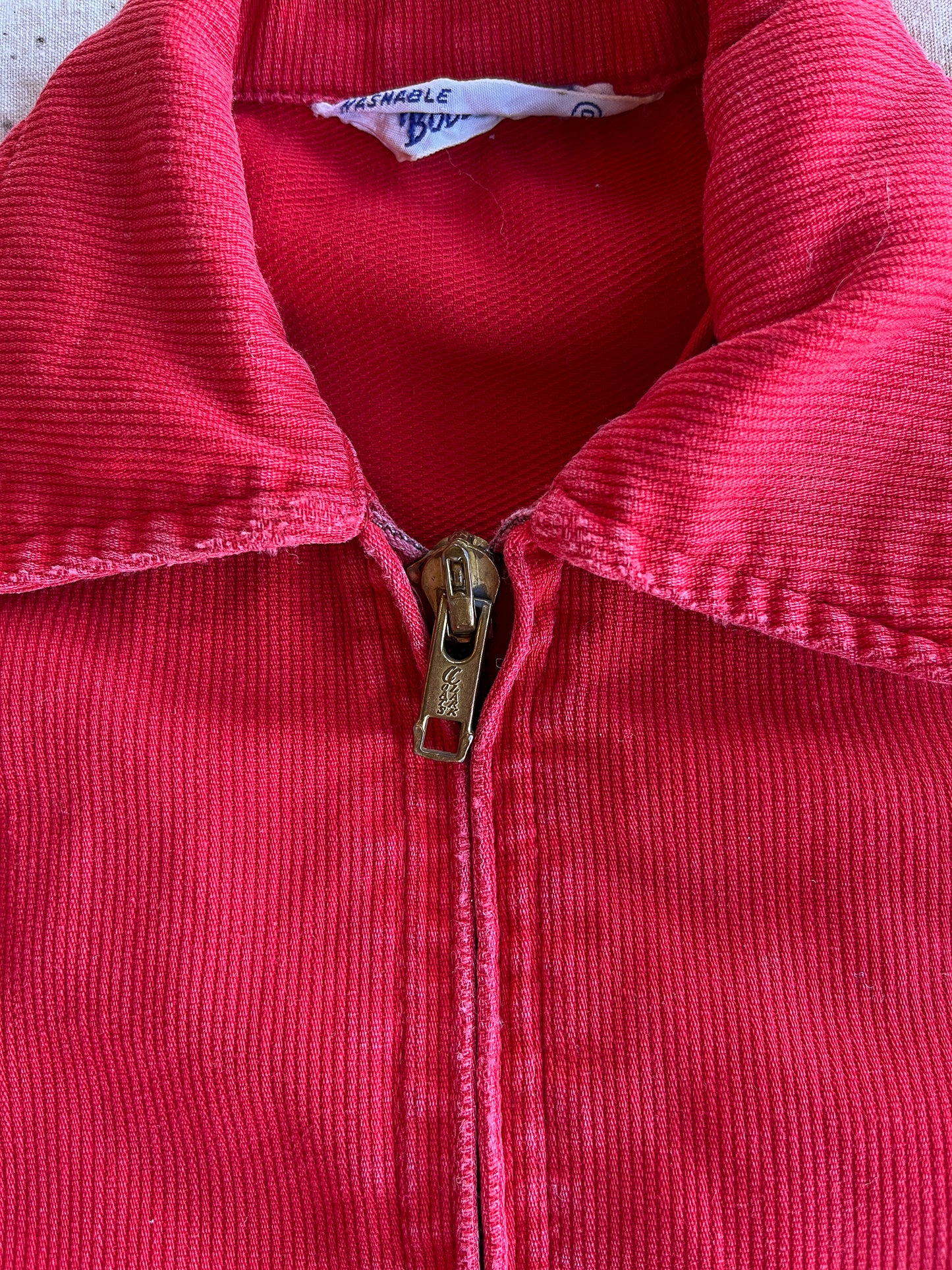 1960s Mod Kids Jacket Red Cotton Zip Up Jacket