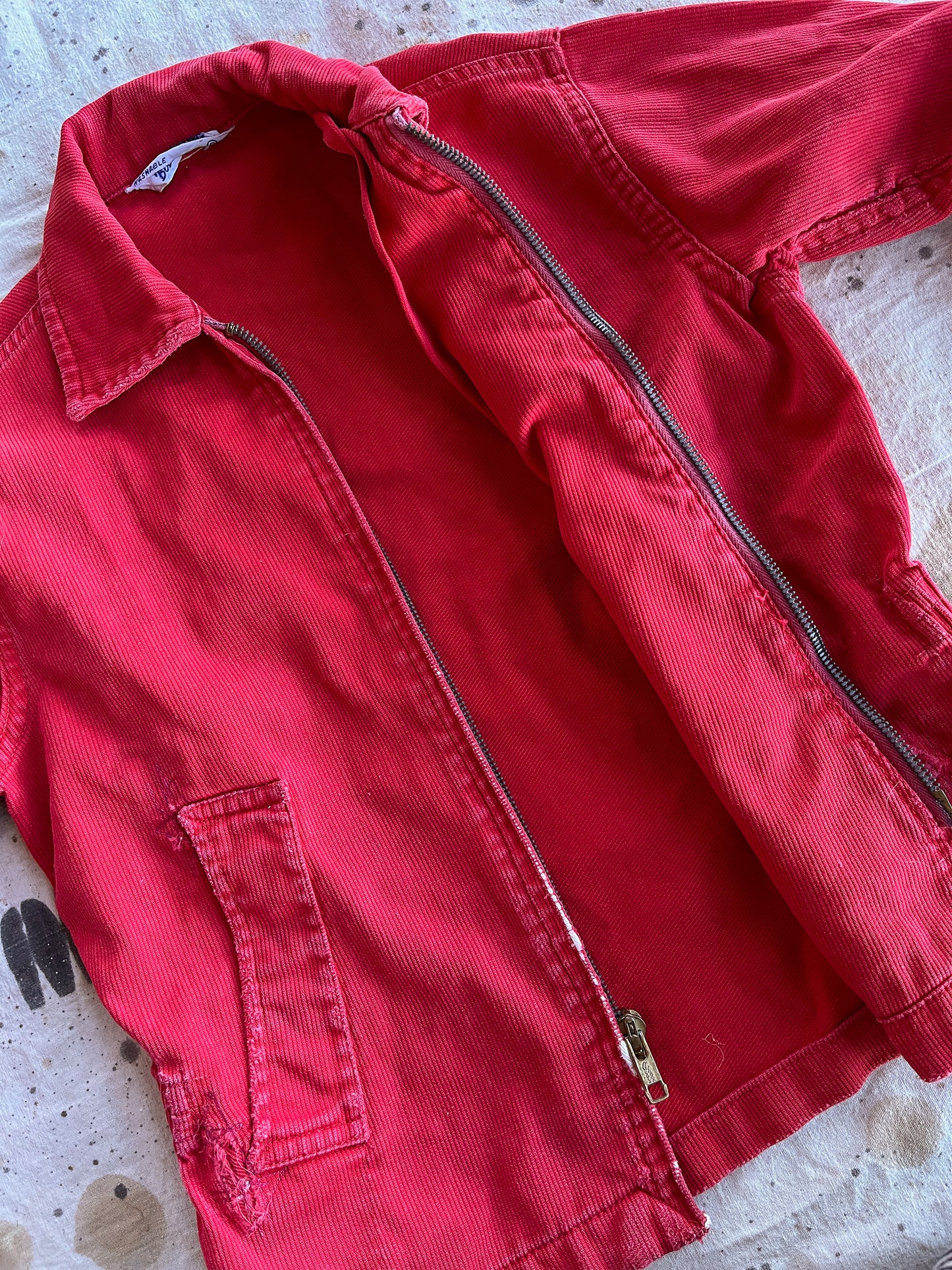 1960s Mod Kids Jacket Red Cotton Zip Up Jacket