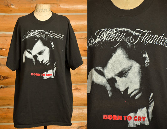 90s Johnny Thunders Born to Cry Promo Black Cotton T Shirt